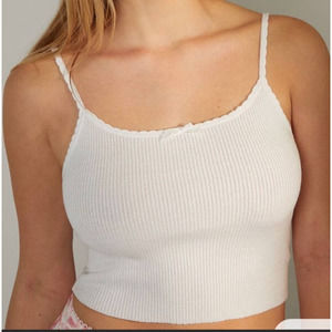 Pacsun Lottie Moss Cropped Cotton Summer Tank Top White Spahetti Straps Smal NEW